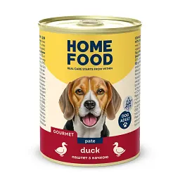 Беззерновий вологий корм HOME FOOD для собак Паштет з качкою, 360 г