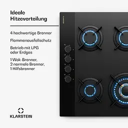 Варильна поверхня газова Klarstein Goldflame Nano (10046682) - мініатюра 3