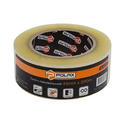 Пакувальна клейка стрічка Polax прозора 200 м × 45 мм (101-052) - мініатюра 2
