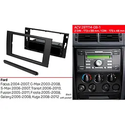 Перехідна рамка Ford Transit, Focus, C-Max, S-Max, Fusion, Fiesta, Galaxy, Kuga ACV 281114-08-1 - мініатюра 4
