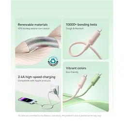 Кабель Baseus Habitat Series Fast Charging Cable USB to Lightning 2.4A 2m P10360200421-01 Pink - мініатюра 5