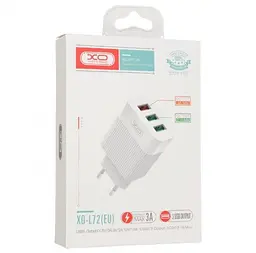 Мережевий зарядний пристрій XO L72 EU QC3.0 + 2.1A 3USB charger Білий - мініатюра 3