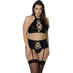 Комплект з екошкіри Passion Nancy Set black 6XL/7XL