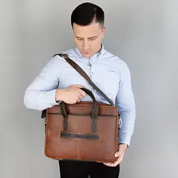 Сумка шкіряна для ноутбука Tom Stone 717 R-Br світло-коричнева MacBook 16' - мініатюра 10