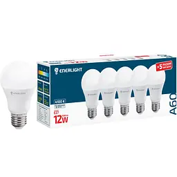 Уцінка. Світлодіодна лампа Enerlight A60, 12W, 4100K, E27, 5 шт. (A60E2712SMDNFRX5) 