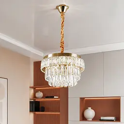 Золота кришталева світлодіодна люстра Splendid Ray L2211/400/4+LED (SGD), 40 см на 4 лампи E14 з LED-підсвічуванням