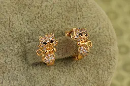 Сережки дитячі Xuping Jewelry кошенята з метеликом золотисті - мініатюра 2
