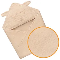 Рушник з капюшоном Lionelo Muslin Hooded Towel Beige Sand 80х80 см - мініатюра 3