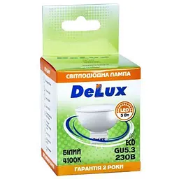 Лампочка Delux JCDR 5Вт 4100K 220В GU5.3 (90001293) - мініатюра 3