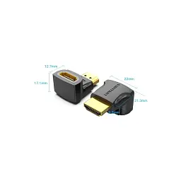 Перехідник HDMI F to HDMI M 90° 4K 60Hz PVC Vention (AIOB0) - мініатюра 2