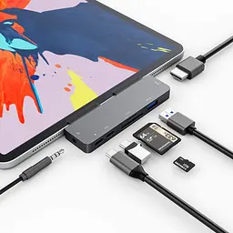 USB-концентратор для iPad, многофункциональный, USB-C, 7 в 1, с HDMI 4K и Power Delivery