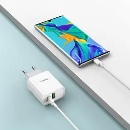 Зарядний пристрій Hoco C80A USB/ Type-C QC PD 20W білий - мініатюра 2