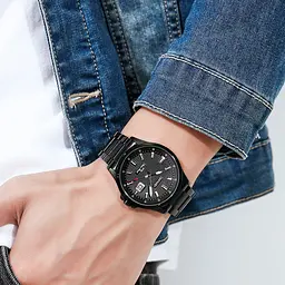Чоловічий наручний годинник 1654BK Black Skmei acs0030653 - мініатюра 4