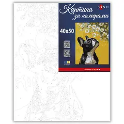 Картина за номерами Santi Бульдог і квіти 40х50 см (955746) - мініатюра 2