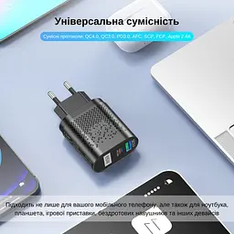 Зарядний пристрій XON PowerCharge 65W (PD33) USB Type-C (PCWB065033A1С1B 6051) Чорний - мініатюра 3