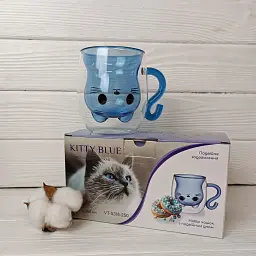 Набір чашок Vittora Kitty Blue з подвійним дном 2 шт. 250 мл (141380) - мініатюра 3
