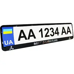 Рамка номерного знака Poputchik пластик с объемными буквами Mitsubishi 52х13.5х2 см 2 шт