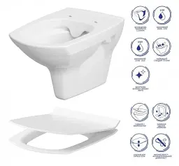 Інсталяція Cersanit Aqua 22 з кнопкою MOVI та унітазом CARINA CLEAN ON з сидінням Slim 30412 - мініатюра 5