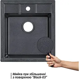 Кухонна мийка Lidz 460x515/200 BLA-03 чорна (LIDZBLA03460515200) - мініатюра 6