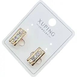 Сережки прямокутні Xuping з камінням гіпоалергенне медичне золото