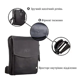 Сумка чоловіча SHVIGEL 11092 шкіряна чорна - мініатюра 4