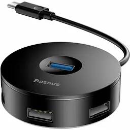 USB-хаб Baseus Round Box 4-Port USB-C Black 0.1м (CAHUB-G01) [77933]