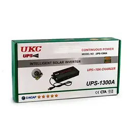 Інвертор напруги UKC 1300ВА(650Вт)+CHARGE 10A, 12/220V approximated, 1 універсальна розетка, Box - мініатюра 2