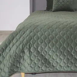 Покривало ТЕП Velour Chive Ромб круглий велюр 180x240 см темно-зелене - мініатюра 4