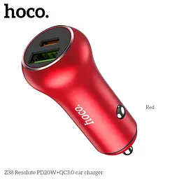 Адаптер автомобільний HOCO Resolute car charger Z38 1USB/1Type-C, QC/PD, 3A, 38W - мініатюра 3