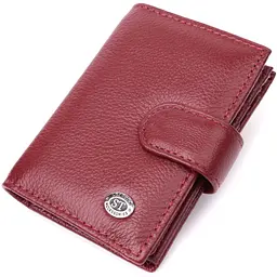 Практична візитниця з натуральної шкіри ST Leather 22468 бордова