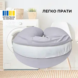 Подушка для вагітних та годування Sei Design трикотаж гіпоалергенна, наволочка з бавовни на блискавці сірий-беж 30 х 190 см (8000036178*002) - мініатюра 4