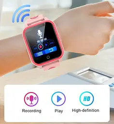 Розумний дитячий годинник Lemfo A9 з GPS, сім картою, 4G LTE, подвійною камерою, прослуховуванням, ліхтариком, відеозвʼязком, 8 ГБ пам'яті та кнопкою SOS Рожевий - мініатюра 7