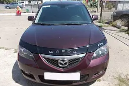 Дефлектор капоту мухобійка для Mazda 3 2003-2008 седан Євро Кріплення (Vip Tuning) - мініатюра 2