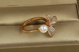 Кільце Xuping Jewelry Орхідея з перлиною регульоване р 16 золотисте - мініатюра 2