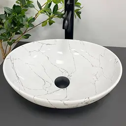Умивальник VBI Parma white stone glossy накладний VBI-011017, Мармур