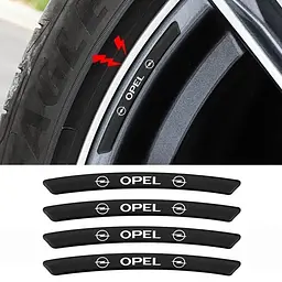 Емблема обода колеса Opel 4 шт Алюміній наклейка на диски на скотчі Чорні