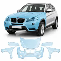 Антигравійна захисна бронеплівка за лекалами для BMW X3 F25 2010-2017 - передня частина авто (капот бампер фари крила)