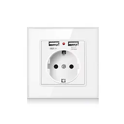 Розетка з заземленням SIXWGH та USB-портами Білий (WH034W)
