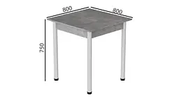 Стіл кухонний Ferrum-decor Агата 75x90x90 Білий ДСП Бетон 16мм (FRD-105561) - мініатюра 3