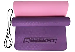 Килимок для йоги та фітнесу EasyFit TPE+TC 6мм двошаровий фіолетовий-рожевий (EF-1924-VP) - мініатюра 12