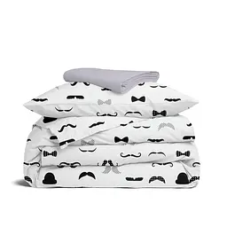 Дитяча постільна білизна в ліжечко MUSTACHE, чорний (ChaplinFashion_45Pearl_140)