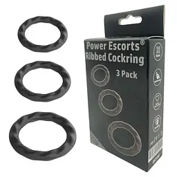 Набір ерекційних кілець Power Escorts BR186, 3 шт (чорний) - мініатюра 2