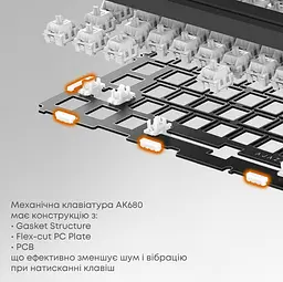 Клавіатура ігрова механічна Ajazz AK-680-MAX Magnetic Switch RGB USB White - мініатюра 7