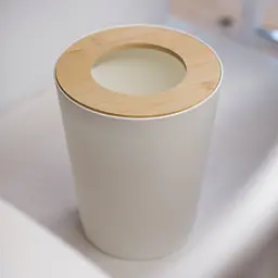 Відро для сміття МВМ My Home Scandinavia 22.8х28 см біле (BIN-20 9L WHITE/WOOD) - мініатюра 3
