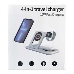 Зарядний пристрій 4 IN1 Y36 (iPhone, iWatch, AirPods,Night light) 15W FAST ORIGINAL чорний - мініатюра 2