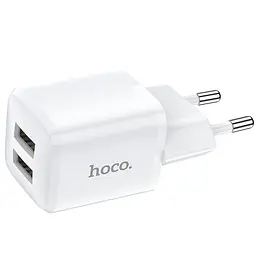 Адаптер мережевий HOCO Briar dual port charger N8 2 USB білий - мініатюра 5