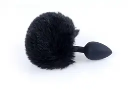 Анальна пробка Boss Jewellery Silicon Bunny Tail 6.5 см (чорний) - мініатюра 5