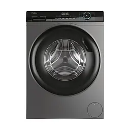 Пральна машина Haier фронтальна, 9кг, 1400, A+++, 60см, дисплей, пара, інвертор, люк чорний, прямий привод, сріблястий (HW90-B14939S8)