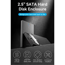 Кишеня зовнішня Vention 2.5" HDD/SSD USB 3.0 Micro-B Black (KPAB0) - мініатюра 2