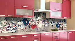 Кухонний фартух Бризки фарби Клякси ПВХ 60х250 см самоклеючий Абстракція Сірий Happy Pocket Z184345 - мініатюра 3